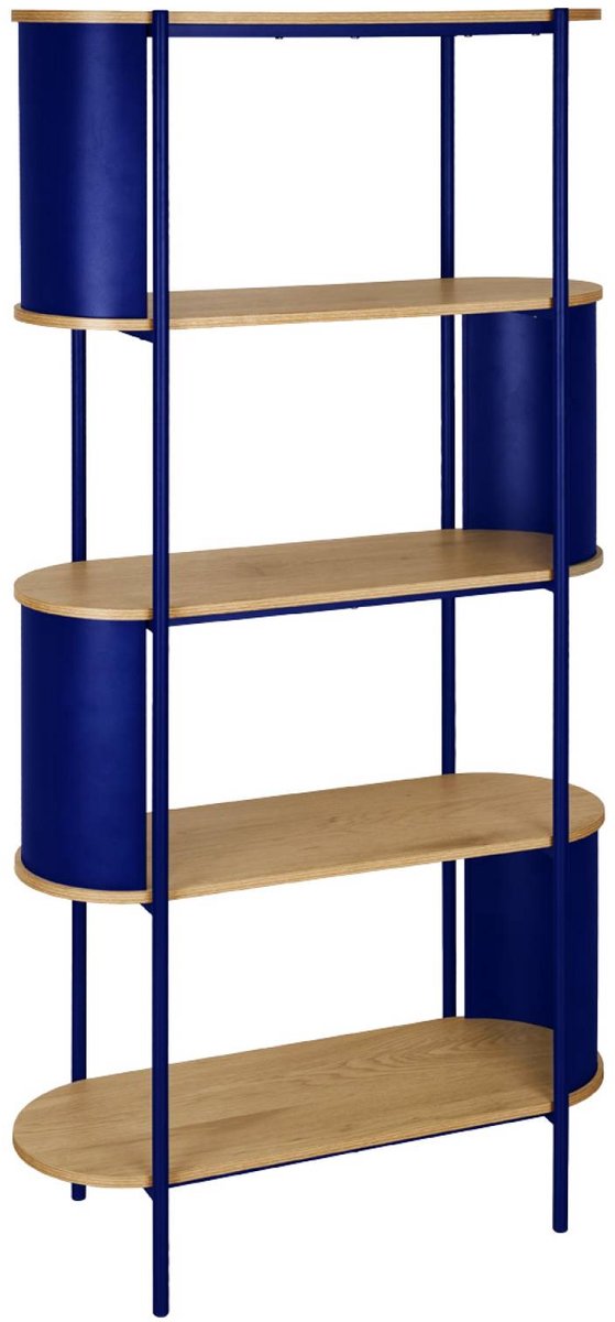 sweeek - Open kast 5 niveaus gebogen metaal en houtdecor 80 x 33,8 x 172cm - molto