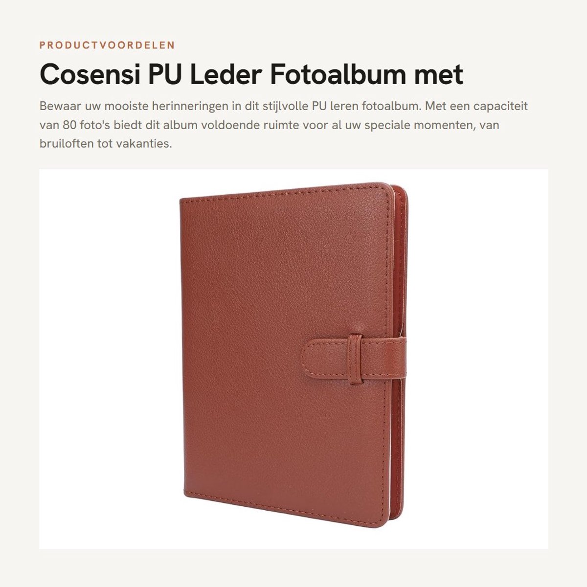Dailygoods- Fotoalbum Grote Capaciteit - PU-Leren Hoes - Scheurbestendige Binnenkant - Draagbaar - Gastenboek Bruiloft - Veilig Gespontwerp - Herinneringenboek