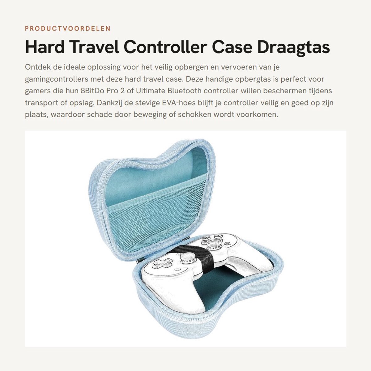 Dailygoods - Hard Travel Controller Case - Draagtas - Blauw - Beschermende Opbergtas - Geschikt voor 8BitDo Pro 2 en Ultimate Bluetooth controller
