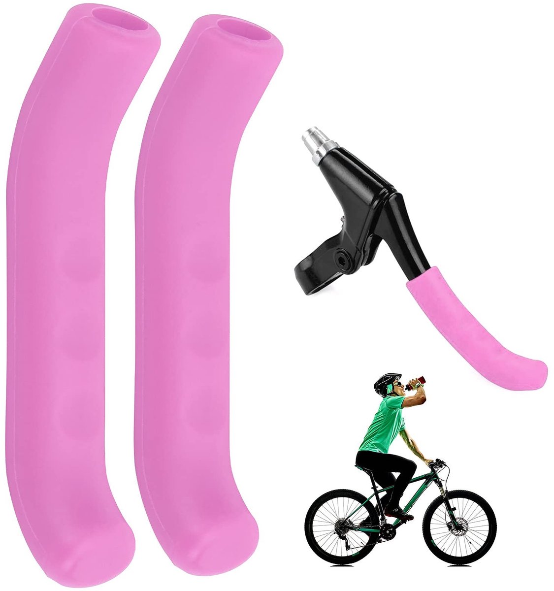 Dailygoods- Fietsremhendelhoes Siliconen - Vervanging - Remhendelbescherming - Geschikt voor de meeste fietsen - Roze - Duurzaam materiaal - Remhoes