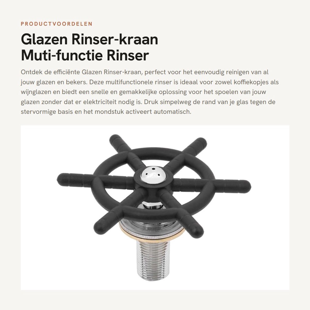 Dailygoods - Glazen Rinser-kraan - Muti-functie Rinser - Eenvoudig in gebruik - Stervormige basis - Ideaal voor verschillende glazen - Geschikt voor k...