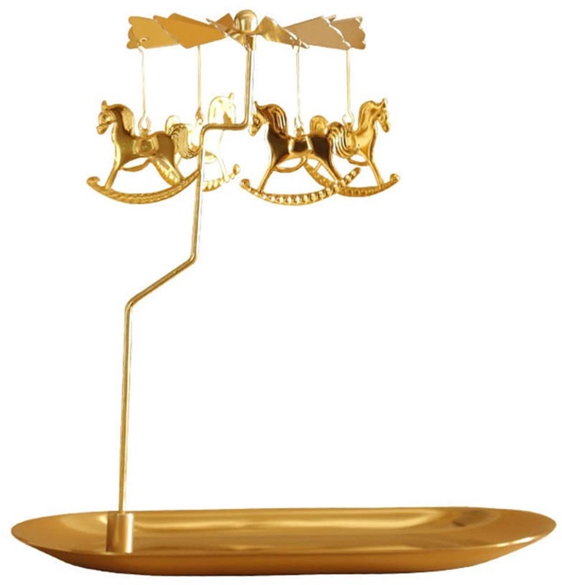 Dailygoods - Draaiende kaarsenhouder - Gouden kaars spinner - Roterende metaal voor sfeervolle avonden - 18x8,5x18,5 cm - Perfect voor Valentijnsdag e...
