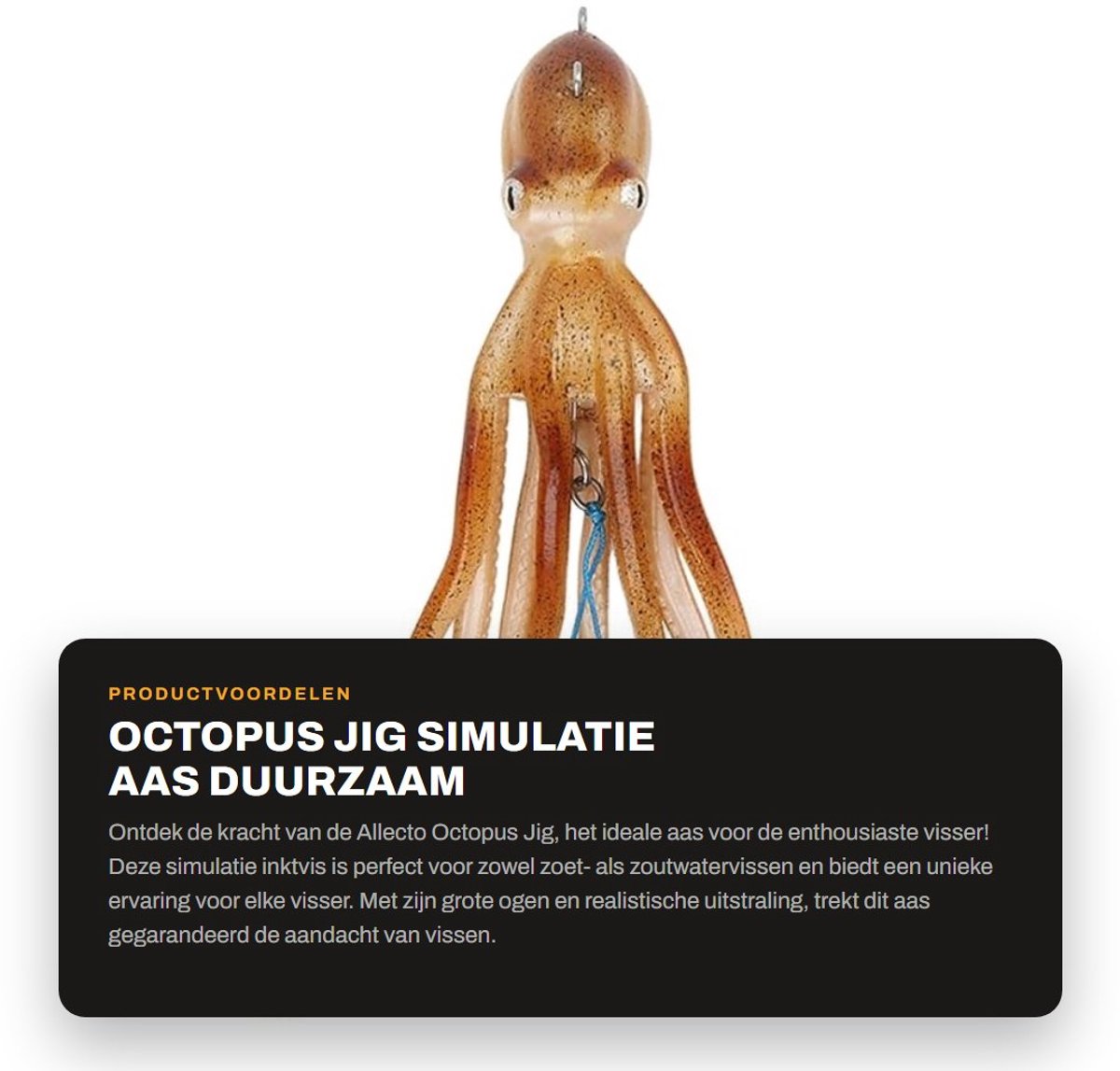 Dailygoods- Octopus Aas Duurzaam Materiaal - Gesimuleerde Inktvis - Grote Ogen - Zacht Plastic - Slijtvast - Dikke Tentakels - Vishaak