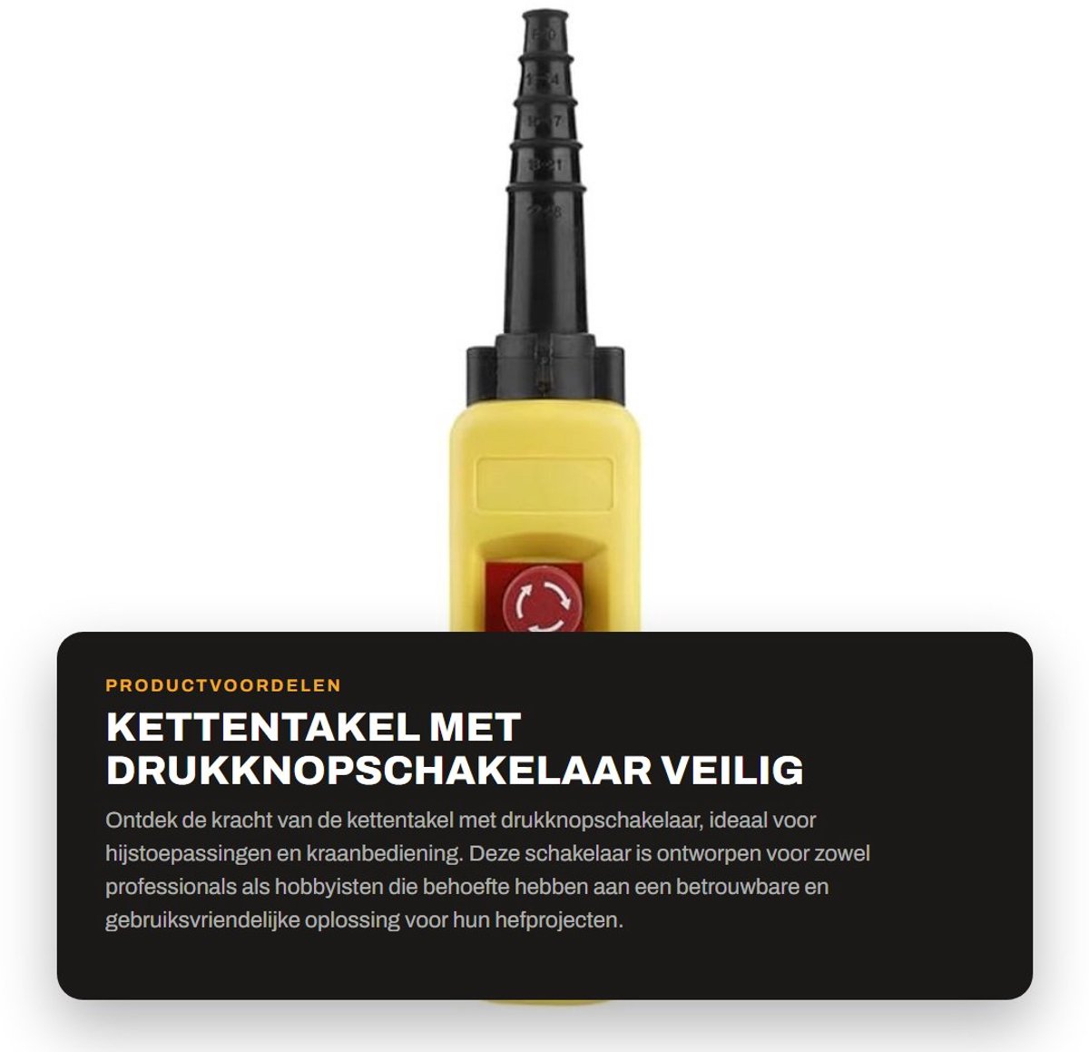 Dailygoods - Kettentakel met Drukknopschakelaar - Veilig Hijsmechanisme - Duurzaam ABS-Kunststof - Geel - Eenvoudige Bedienbaarheid - Geschikt voor Hi...