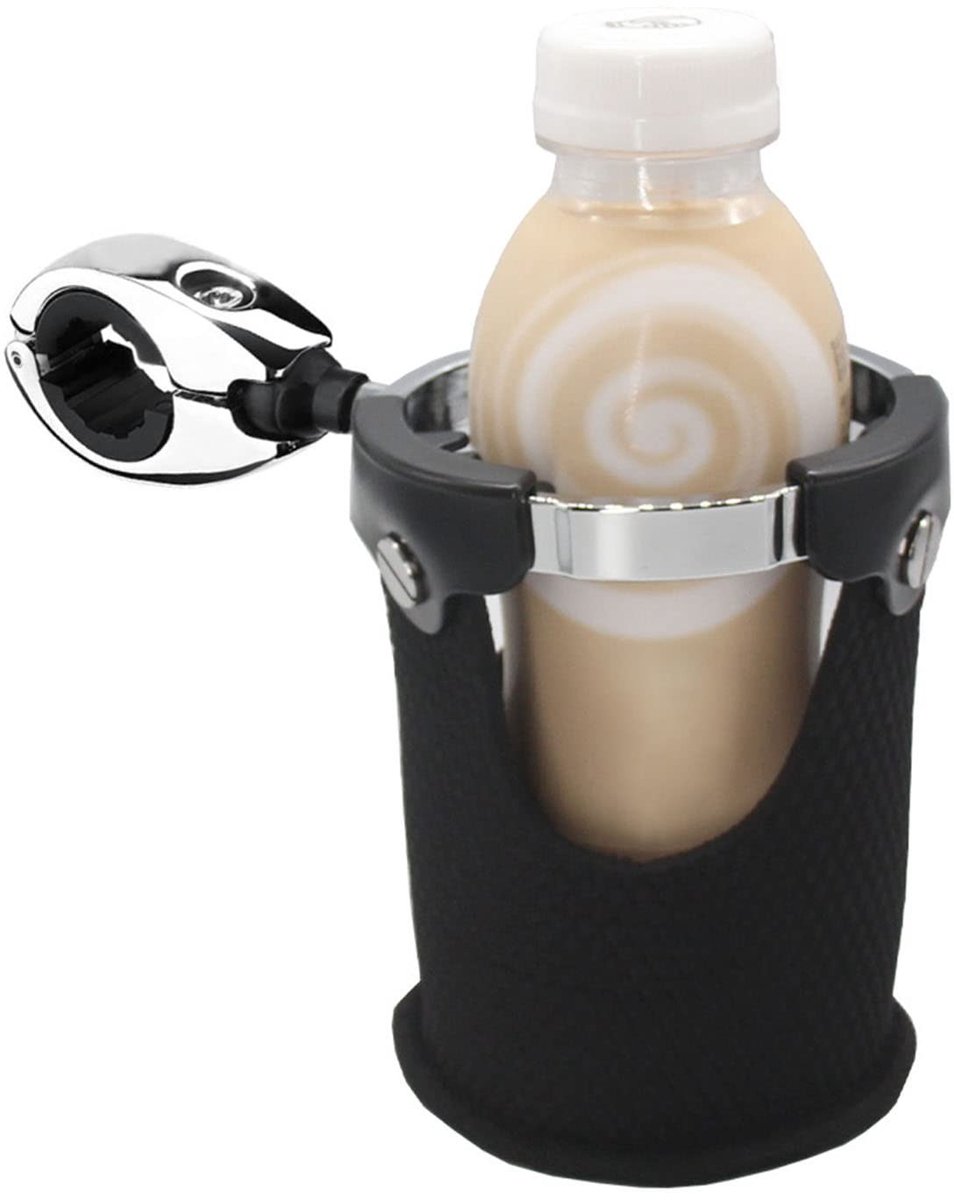 Dailygoods- Bekerhouder Motorfiets - 360° Draaibaar - Geschikt voor Stuurdiameter 7/8" tot 1 ¼" - Stevige Constructie - Flexibele Installatie - Brede Compatibiliteit - Drankhouder