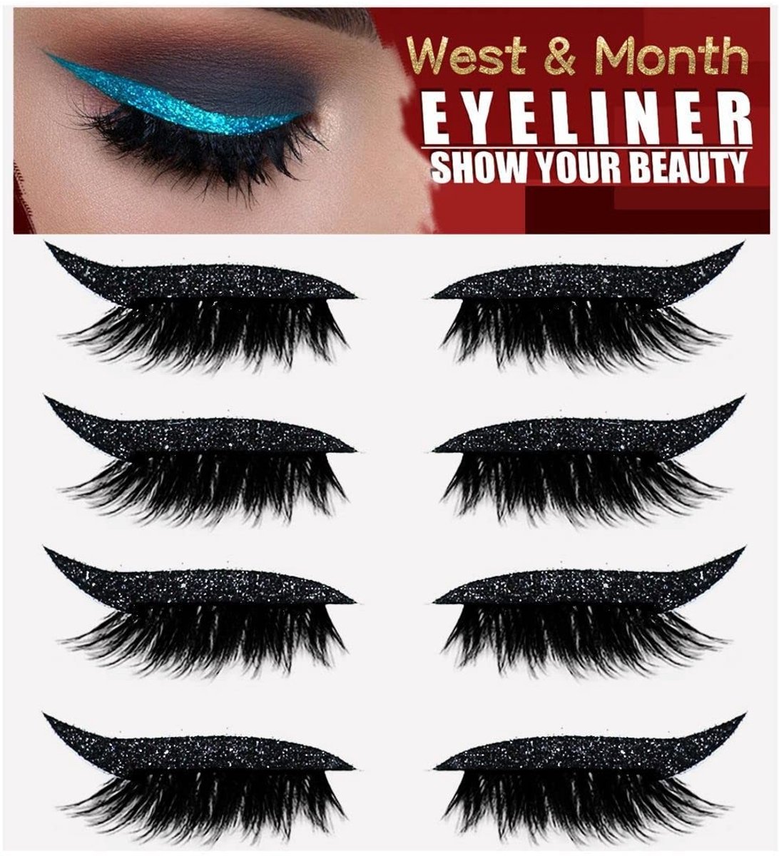 Dailygoods- Wimpers Sticker Herbruikbaar 4 Paar - Valse Eyeliner - Waterdicht - PE-Materiaal - Make-up voor Meisjes - 3-5 Dagen Gebruik - Nep Wimpers