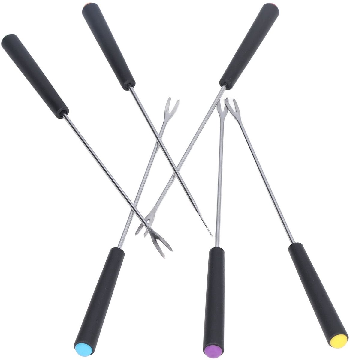 Dailygoods- Fondue Vorken 6 Stuks - Roestvrij Staal - Lange Vorken - Antislip Grip - Voor Chocolade/Cake/Fruit - Roestbestendig - Fondueprikkers