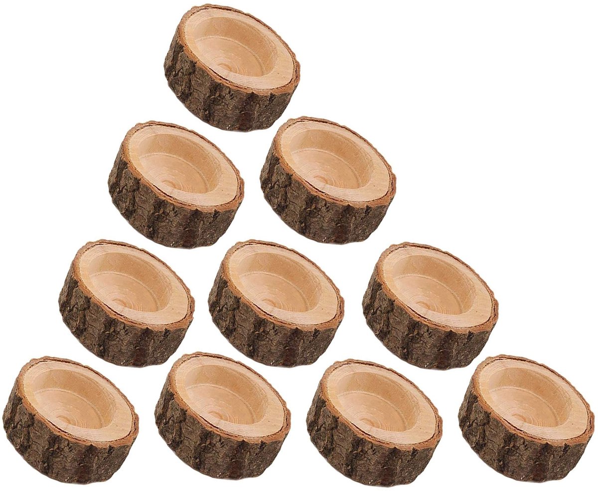 Dailygoods - Kaarsenhouder - Houten Kaarsenstandaard - Bruin - Kandelaar - Decoratie voor Bruiloft en Feest - Uniek Design
