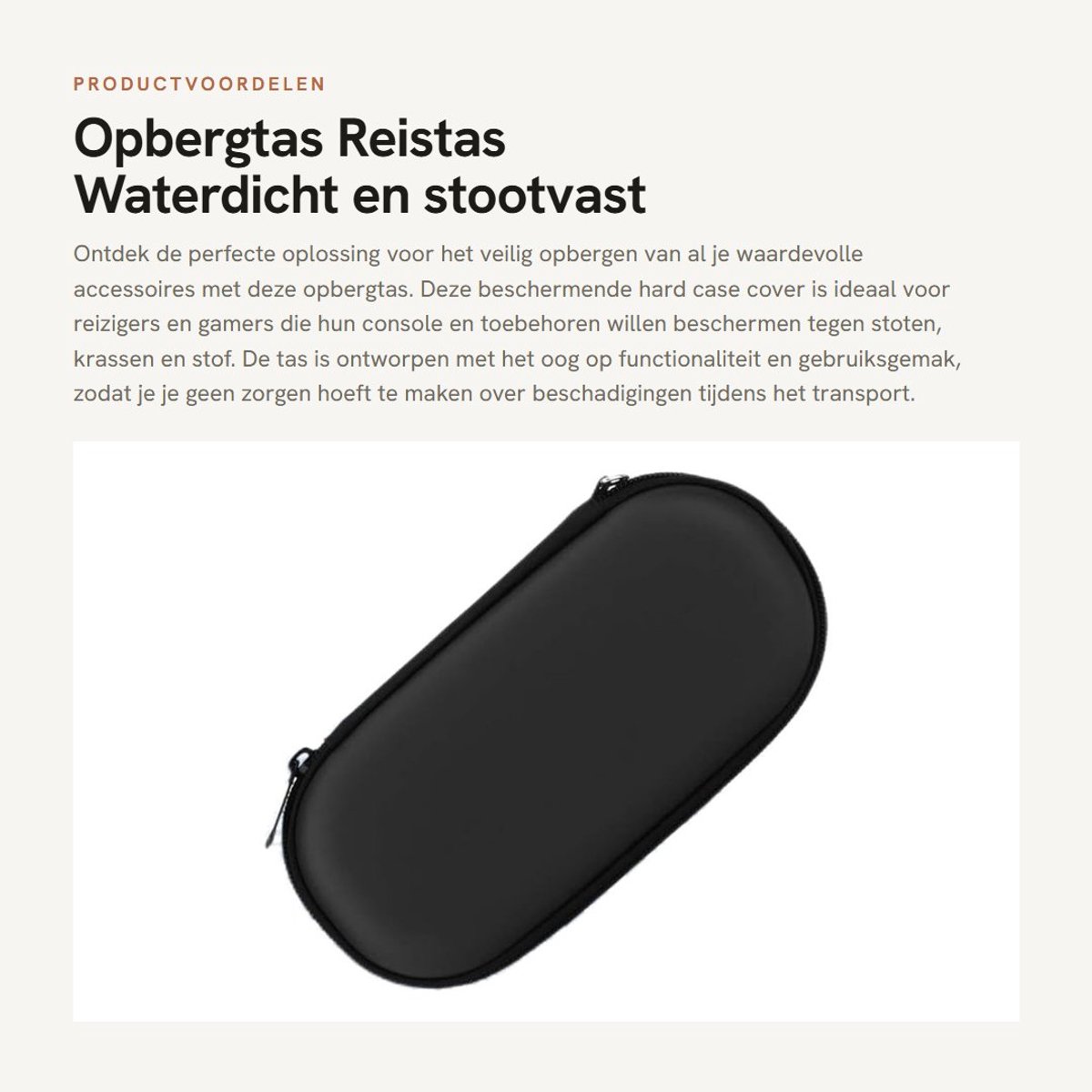 Dailygoods - Opbergtas - Reistas - Waterdicht en stootvast - Zwart - Draagtas voor accessoires - Beschermhoes voor console - Compact formaat