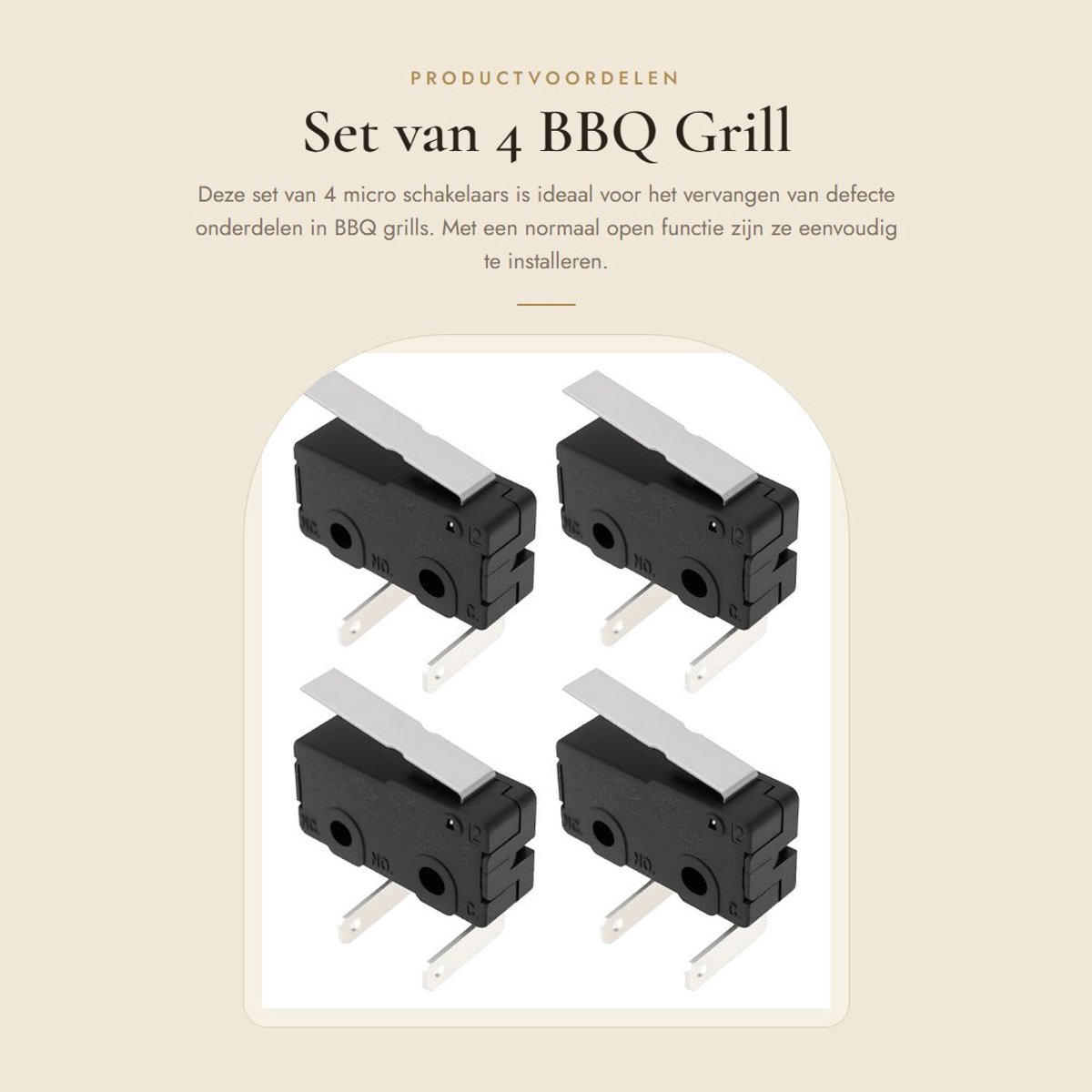 Dailygoods - Set van 4 BBQ Grill Micro Schakelaars Normaal Open
