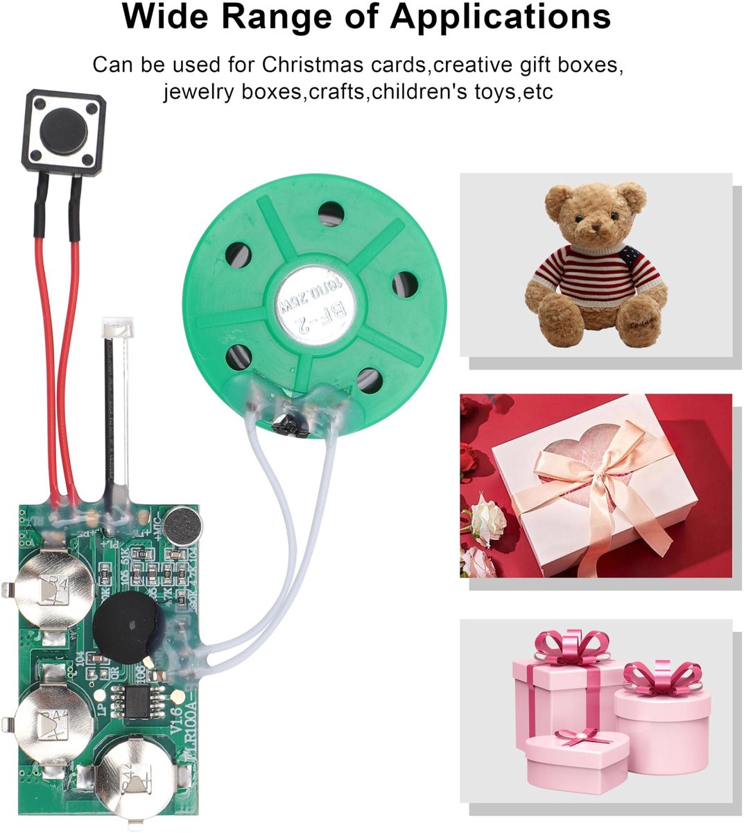 Dailygoods - Recordable Voice Module - Audio Chip - 4 Minuten Opname - DIY Geluidsmodule - Perfect voor Wenskaarten - Geschikt voor Persoonlijk Gebruik
