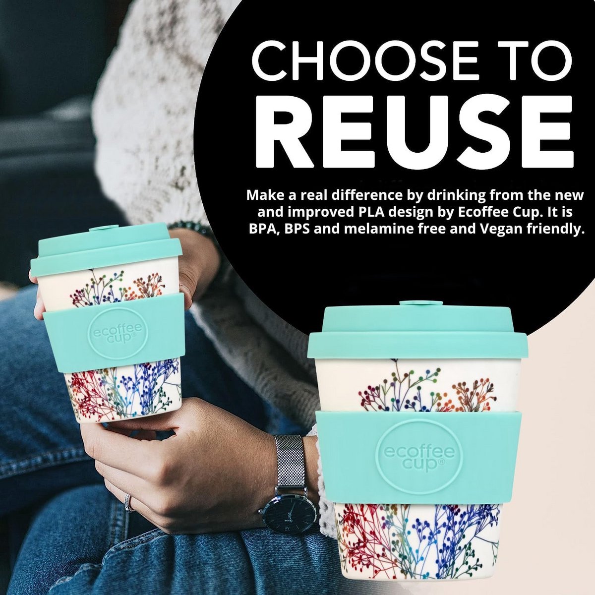 Herbruikbare Koffiebeker - Reisbeker Mok - Duurzaam Koffie Drinken - Gemaakt van Planten - 240 ml - Little — cadeau in Koken & Dineren - foto 3