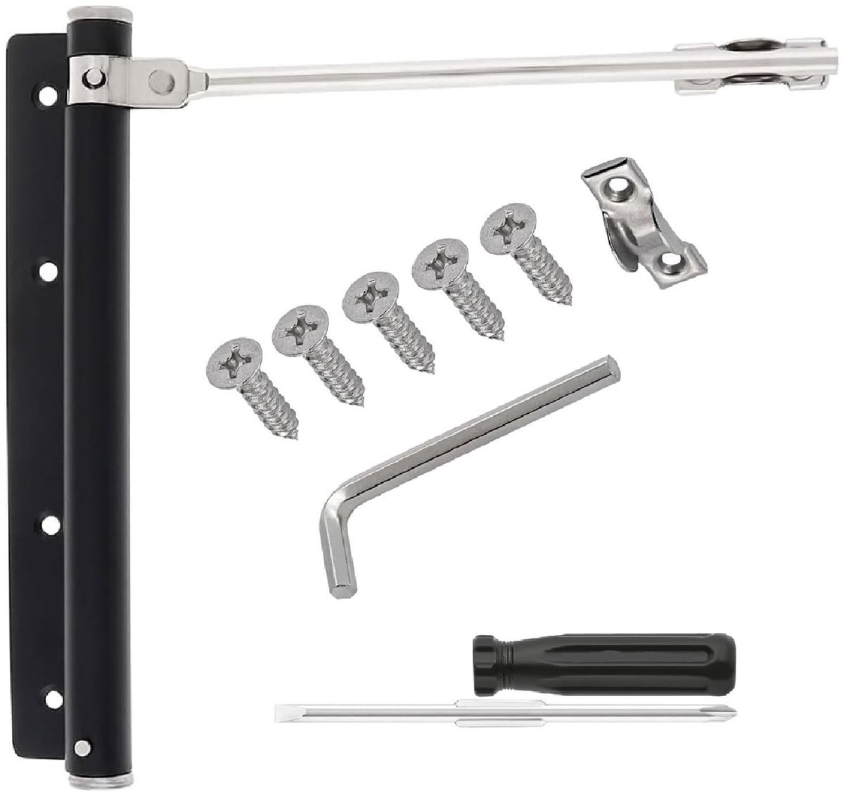 Dailygoods - Deursluiter - Automatische deurveer - Stijlvol en veilig - Zwart - Roestvrij staal - Voor binnen en buiten - Geschikt voor huizen en kant...