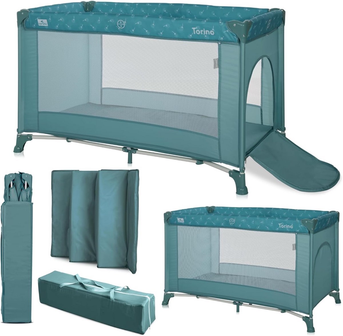 Reisbed Box - Kinderbed Speelbox - Veilig Spelen - Zijingang Met Rits - 127 x 70 cm - Groen