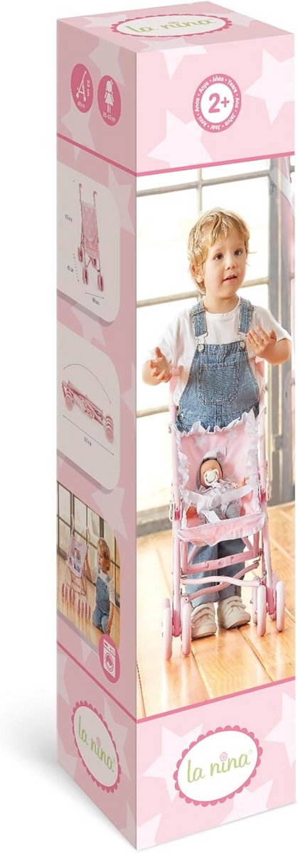 Poppenstoel Carlotta - Speelstoel poppen - Imitatiespel stimuleren - Inklapbaar ontwerp - 42 cm - Roze