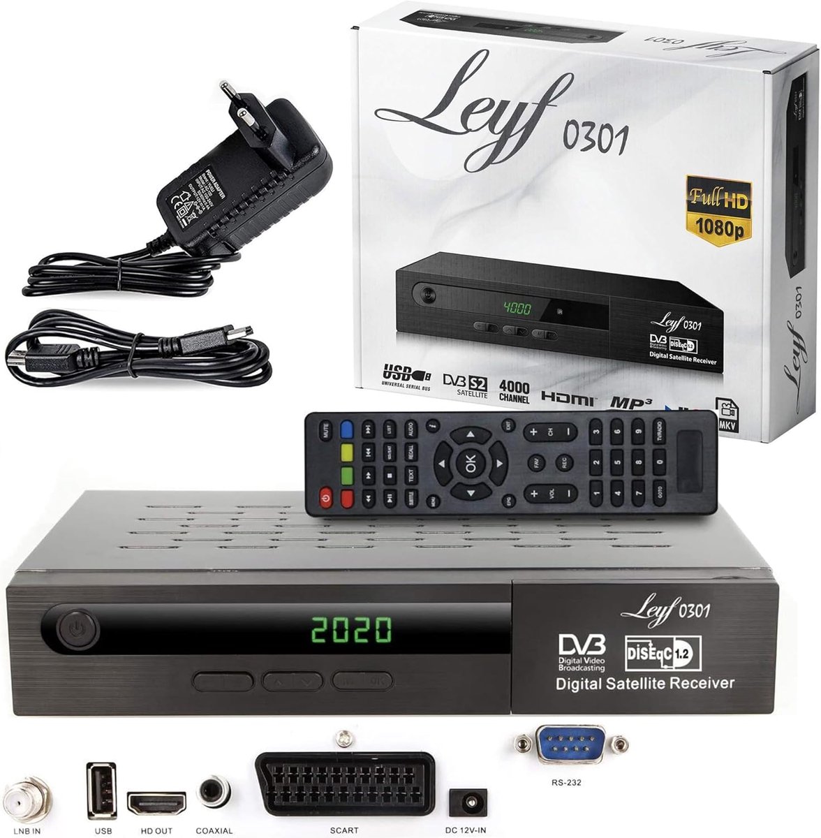Digitale Satellietontvanger - HDTV Ontvanger - Televisie Kijken - Voorgeprogrammeerde Zenders - Full HD 1080p - Zwart
