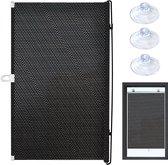 Pare-soleil – Taille M – 125 x 50 cm – Store enrouleur – Pare-soleil extensible sans perçage (fixation par ventouses) – Store enrouleur occultant – Rideaux – Pare-soleil extensible isolant thermique pour fenêtres de bureau et balcons