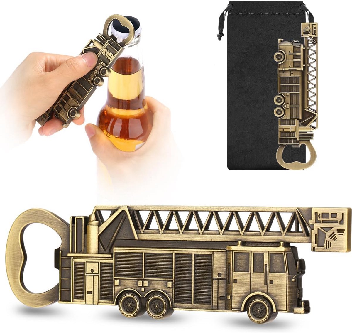 Flesopener Brandweerauto - Flesopener Metaal - Bier Openen - Gedetailleerd Design - 128 cm - Rood