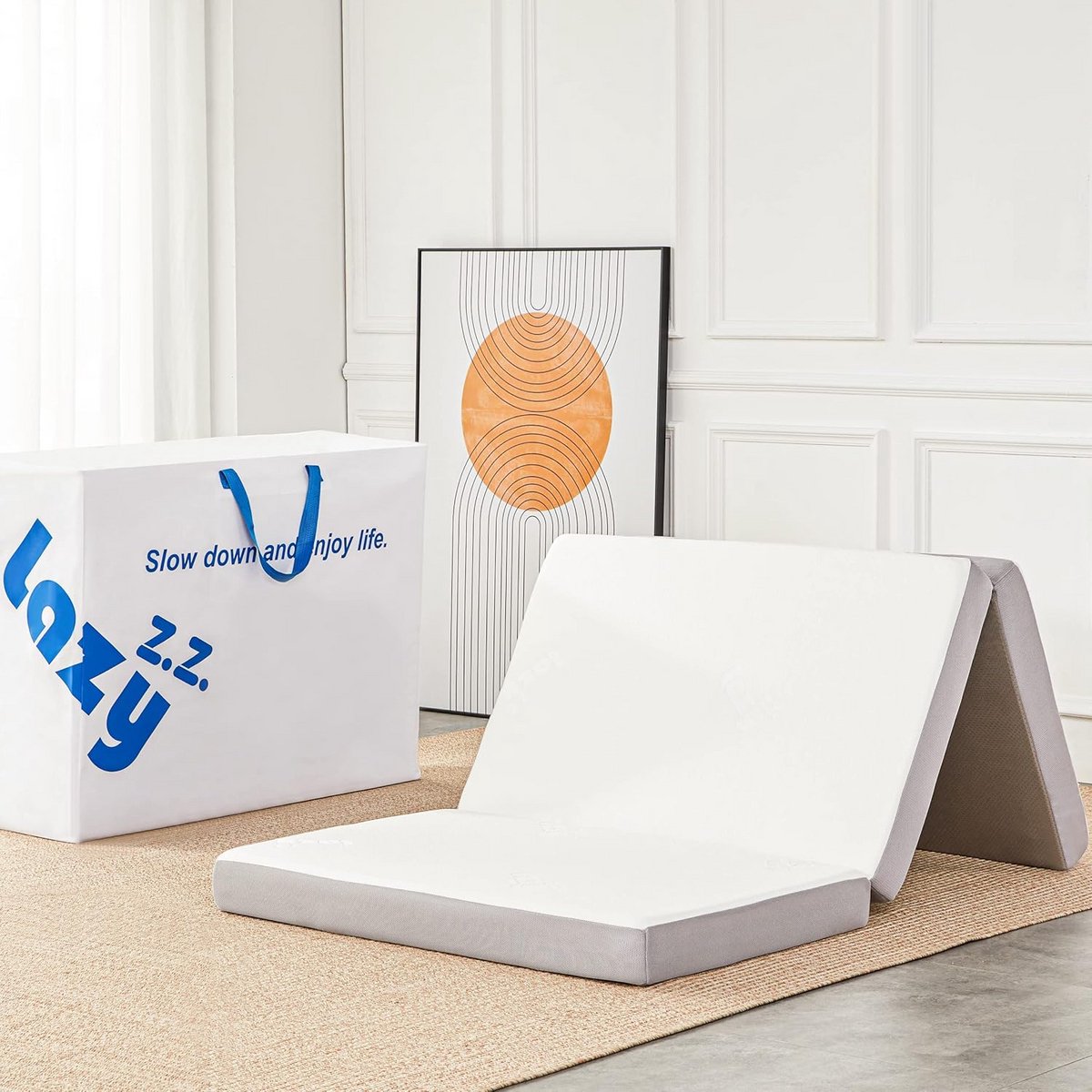 Opvouwbare Matras - Gastenbed Vloer - Comfortabel Slapen - Traagschuim Vulling - 10 cm Dik - Grijs