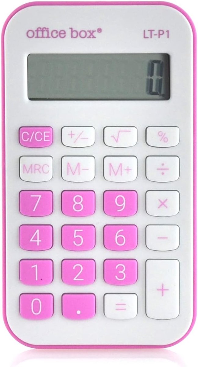 Zakrekenmachine - Draagbare calculator - Dagelijks gebruik - 8 cijfers display - Compact formaat - Roze