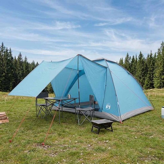 vidaXL - Kamperen - tent - met - dak - Blauw - 4-persoons - Polyester - en - Staal van Vidaxl — afbeelding 3