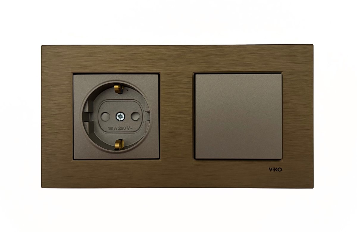 Panasonic Viko [Novella] - Schakelaar & Stopcontact combinatie - Metal Bronze/Antraciet - Inbouw