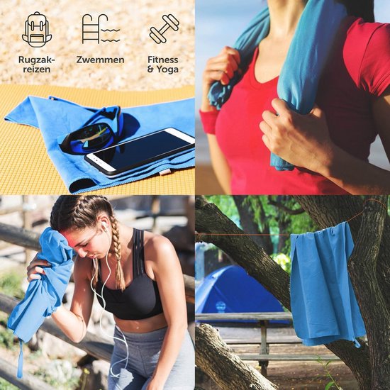 Microvezel Handdoek - Sneldrogende Doek - Reizen en Sport - Compact en Lichtgewicht - 120x60cm - Zwart — afbeelding 4