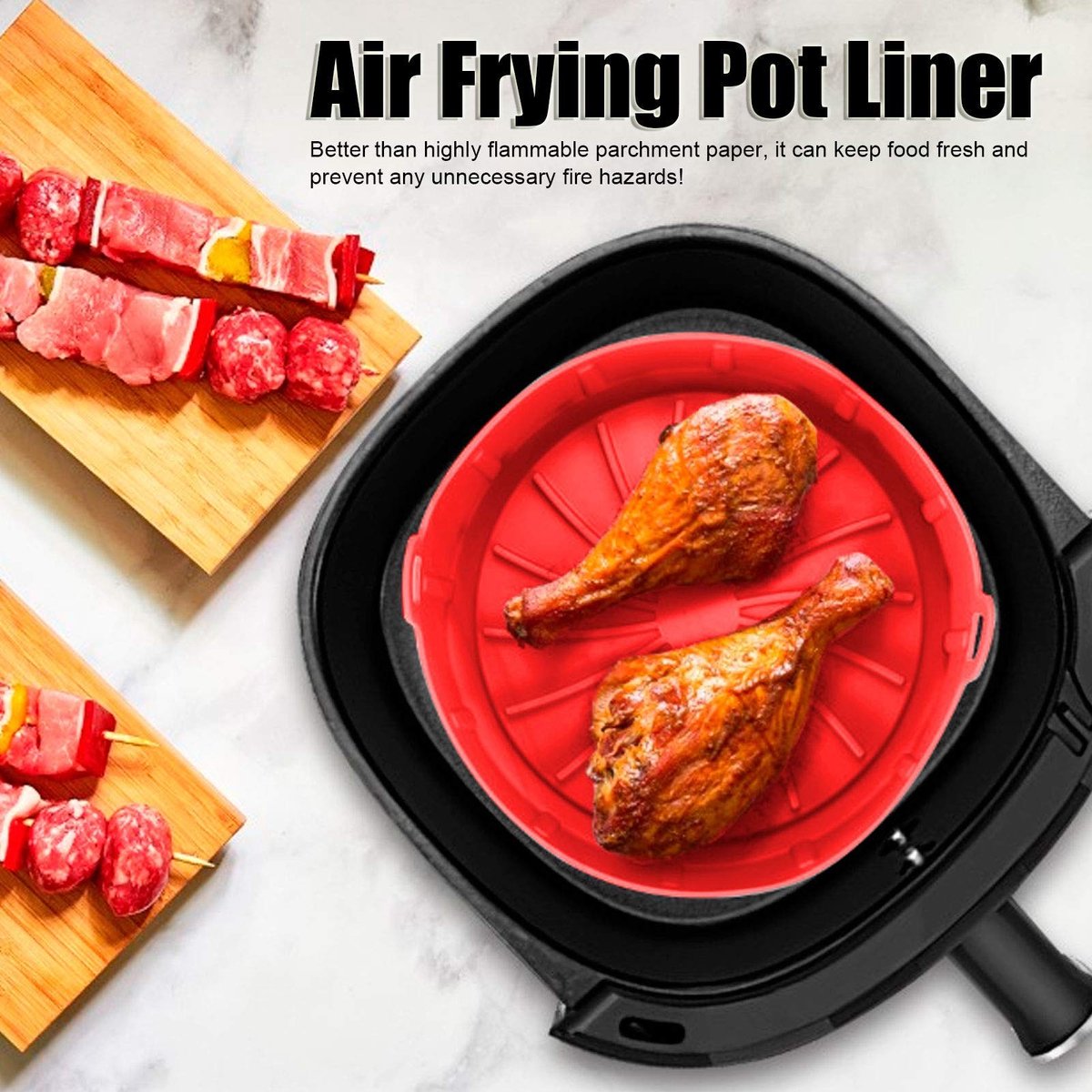 Dailygoods- Bakplaat Ronde 7.5 Inch Bakplaat voor Airfryer Herbruikbare Bakplaat Siliconen Bakplaat Vervanging van Perkamentpapier Antiaanbaklaag Airfryeraccessoires