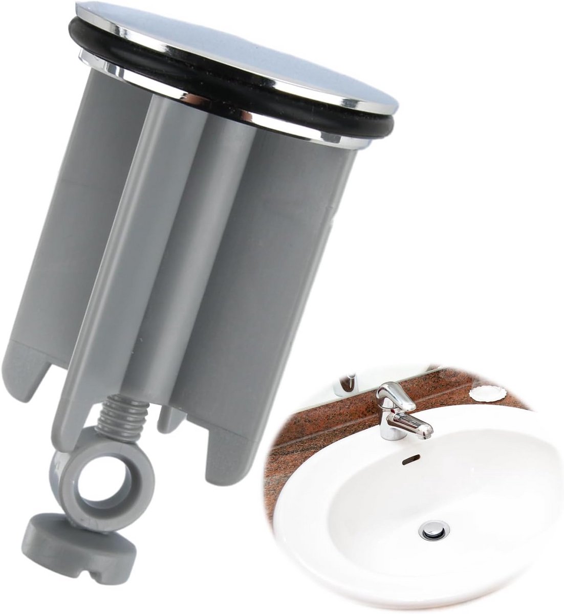 Wastafelstop - Afvoerstop - Water Dicht Maken - In Hoogte Verstelbaar - 40 mm - Chroom