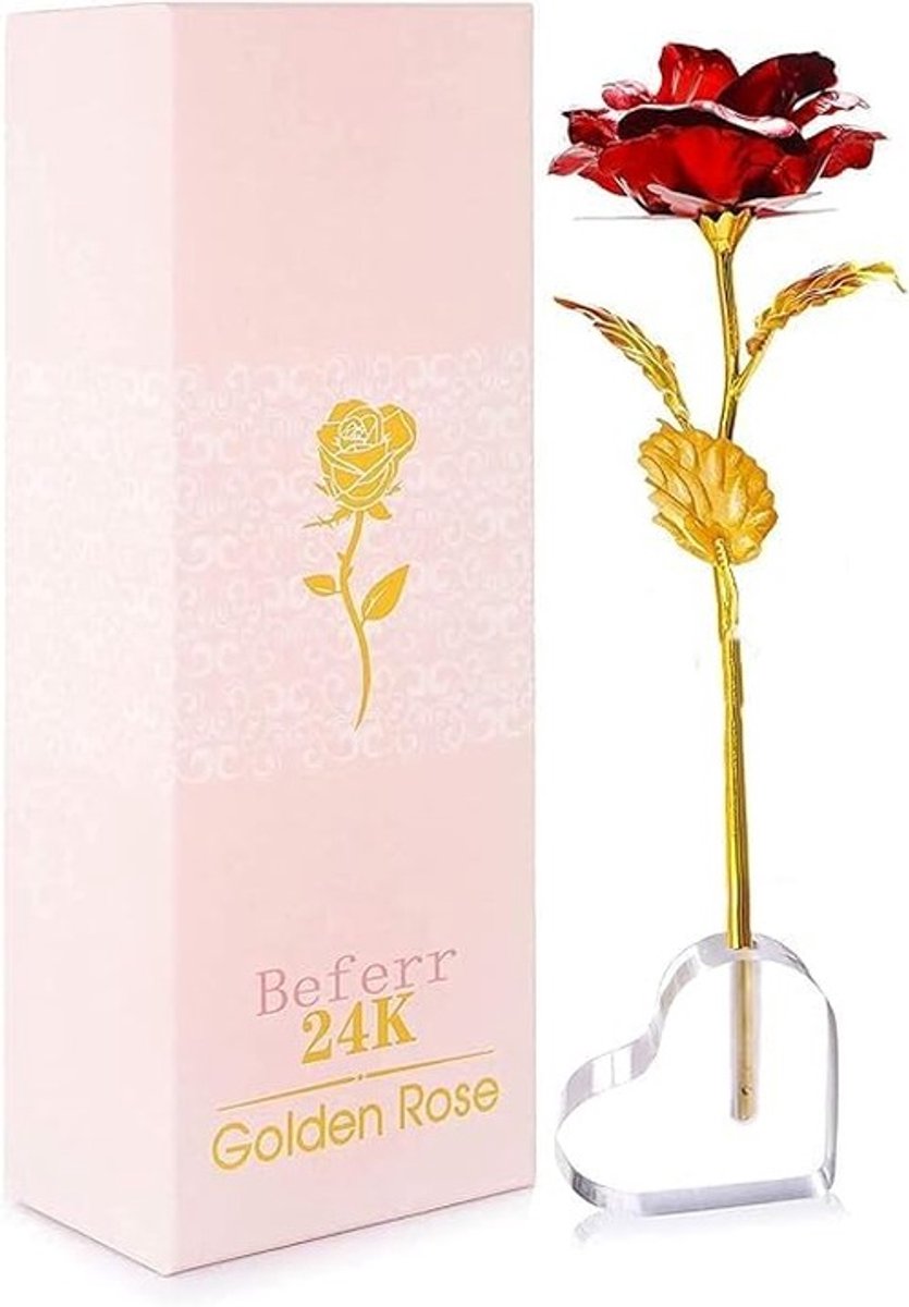 Dailygoods- Kunstmatige Roos 24K Verguld - Infinity Rozen - Hartstandaard - Eeuwige Roos -