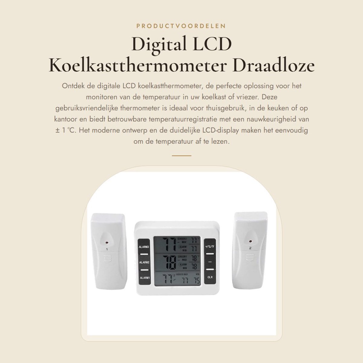 Dailygoods - Digital LCD Koelkastthermometer - Draadloze Temperatuurmeter - Alarmfunctie - Wit - Min/Max Registratie - Ideaal voor Thuis, Keuken en Ka...