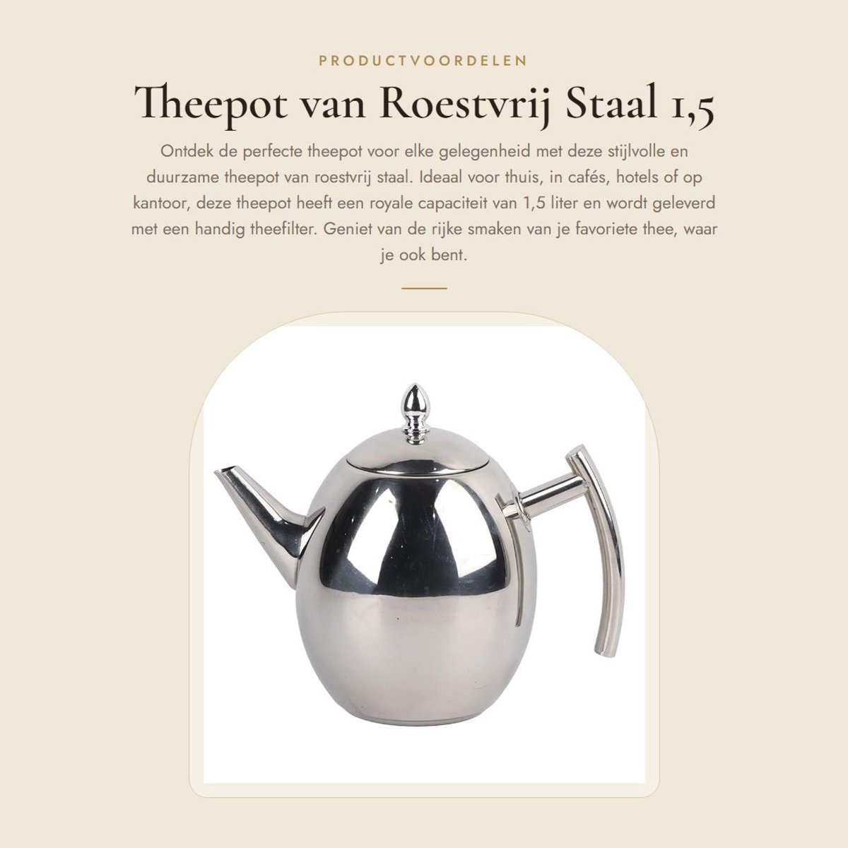 Dailygoods- Theepot met Filter - 1,5 L - Roestvrij Staal - Corrosiebestendig - Duurzaam - Ergonomisch Ontwerp - Theewaterkoker