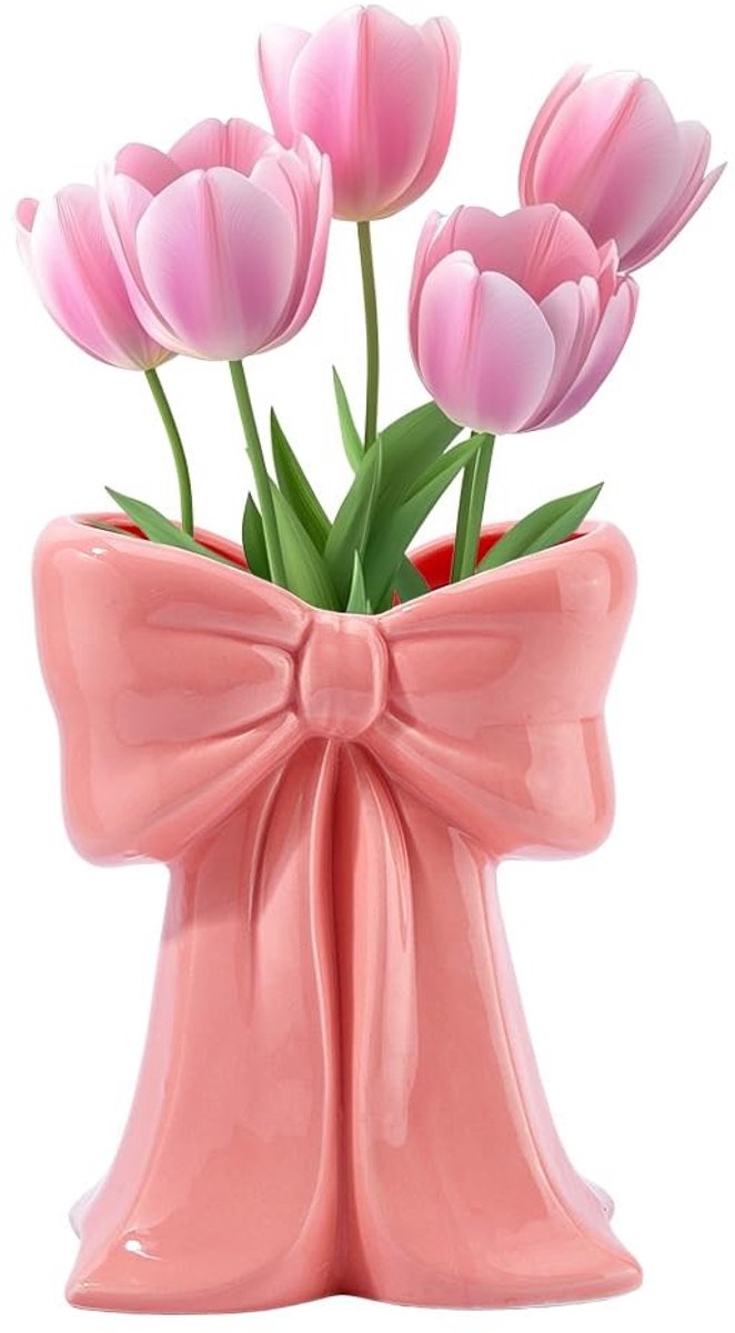 Dailygoods - Roze Keramische Boog Vaas als Make-up Borstel Houder of Bloemenvase