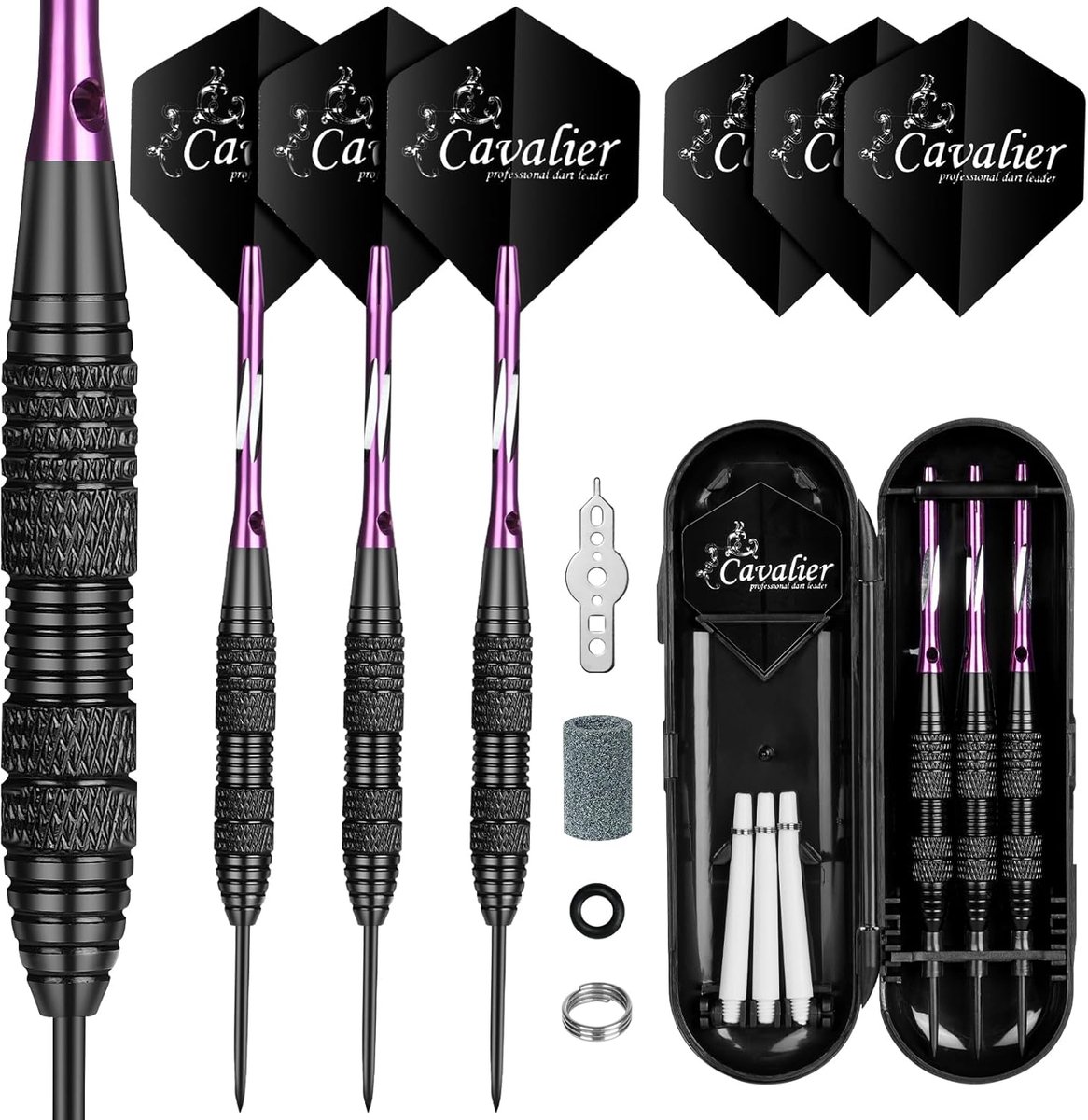 Dartpijlen Set - Steel Darts - Spelplezier Binnen - Antislip Handvat - 24 gram - Paars