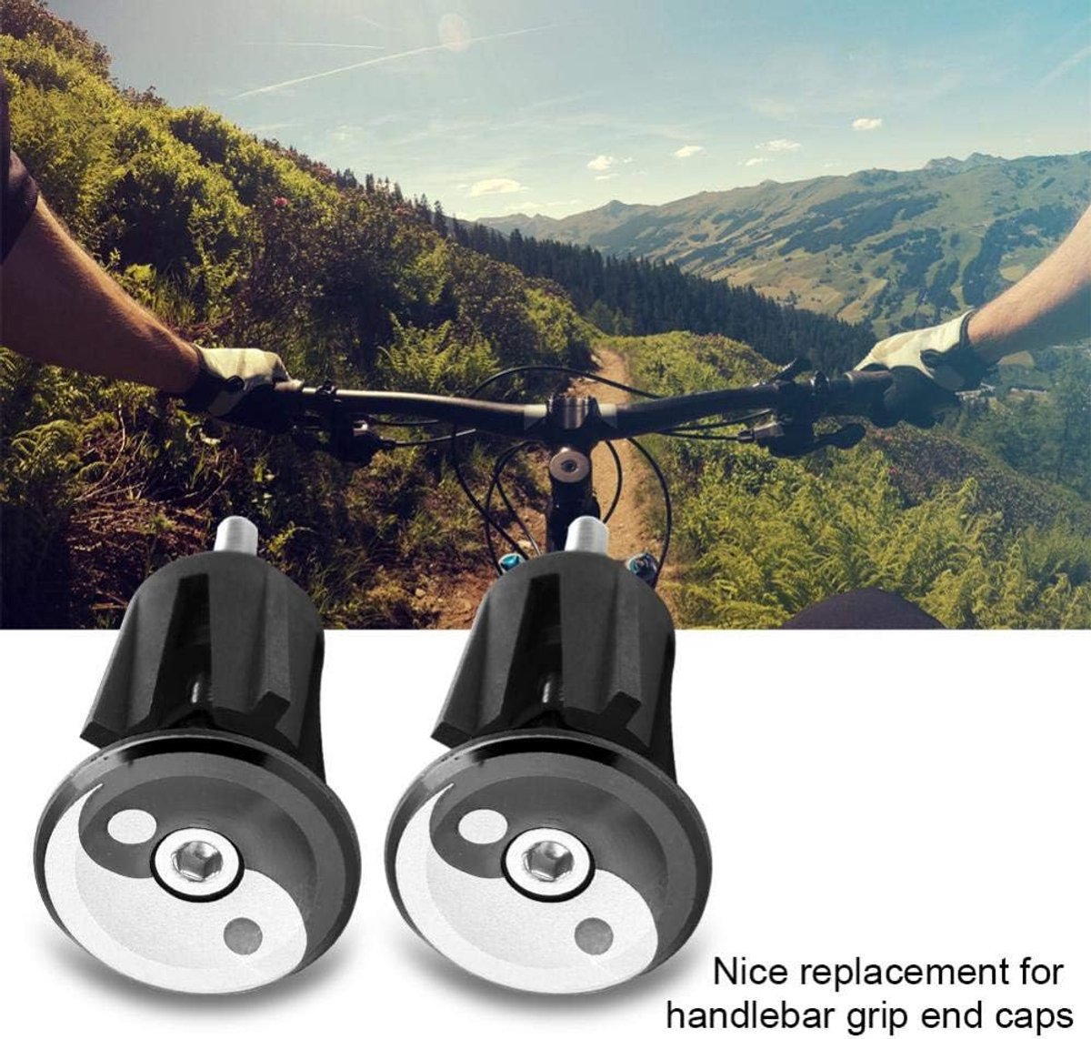 Fietsstuurdoppen - Stuurpluggen - Fietsen - Aluminium legering - 2.3 cm diameter - Zwart