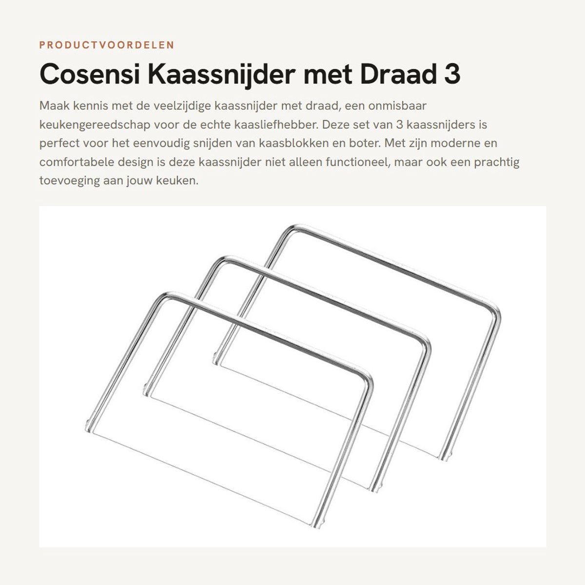 Dailygoods- Kaassnijder met Draad - 3 Stuks - Lichtgewicht en Duurzaam - Modern Design - Essentieel Keukengereedschap - Leuk Cadeau