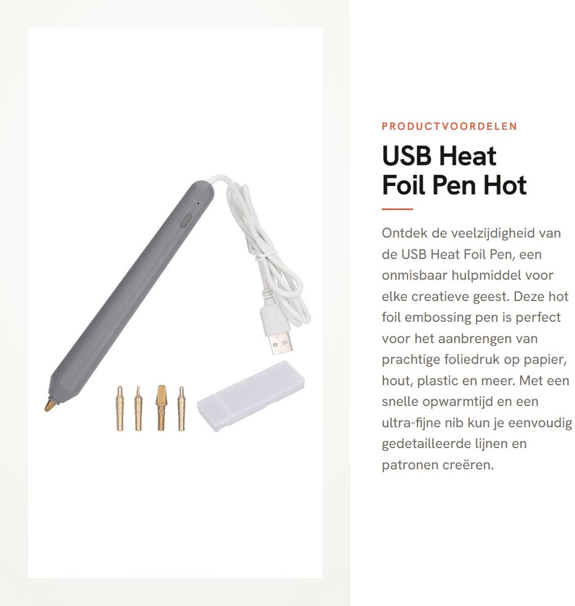 Dailygoods - USB Heat Foil Pen - Hot Foil Embossing Stamping Pen met 4 Nibs voor Creatieve Projecten