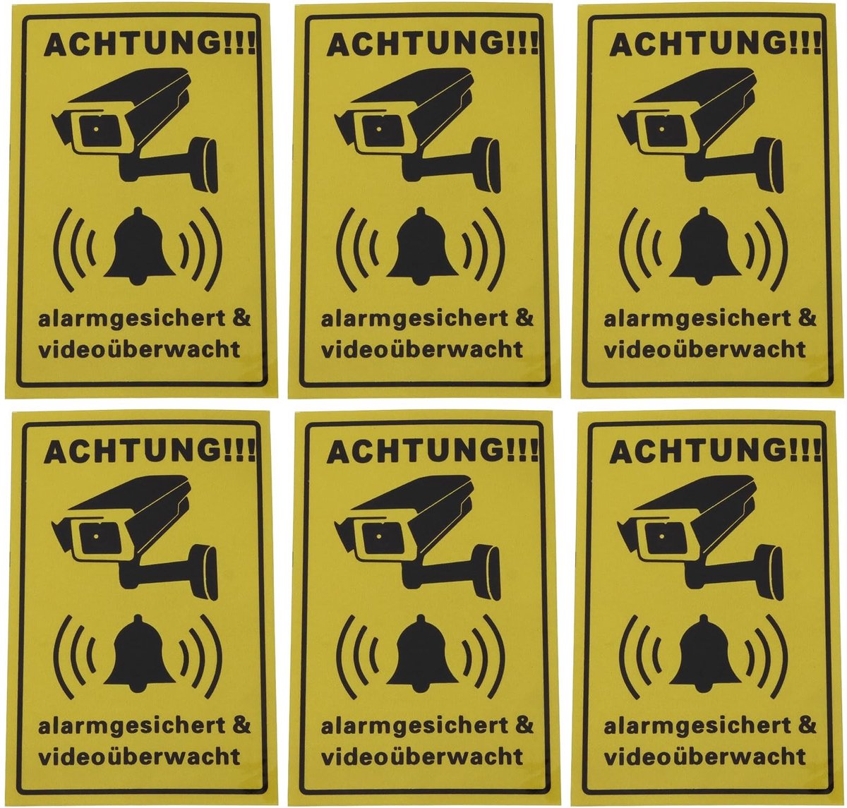 Dailygoods- Reflecterende Stickers Geel - 6 Stuks - 15x10 cm - Waterdicht PVC - Antidiefstal - Sterke Lijm - Opvallend Ontwerp - Waarschuwingsstickers