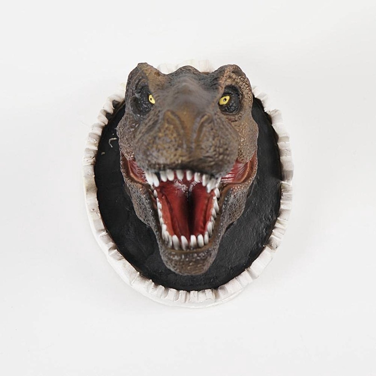 Dailygoods- Wanddecoratie Dinosaurus hoofd - Wanddecoratie metaal - Wanddecoratie vintage - Wanddecoratie slaapkamer - Wanddecoratie woonkamer - Handgeschilderd vakmanschap - Muurdecoratie