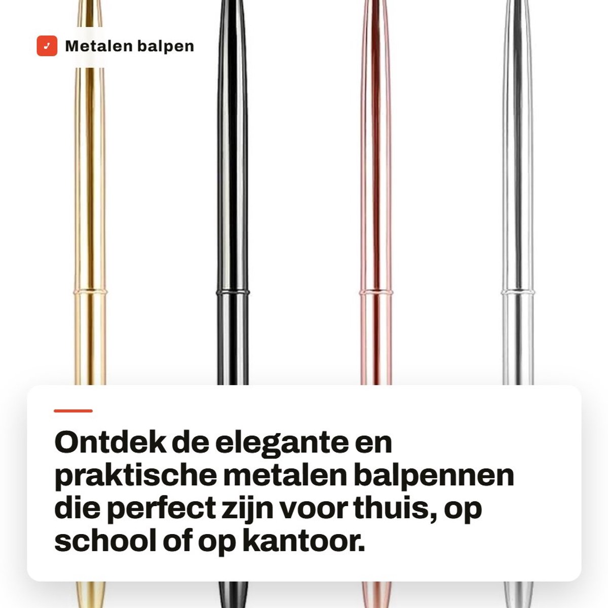 Dailygoods- Balpen Slank Ontwerp - Intrekbare Balpennen - 4 Stuks - Lichtgewicht - Metalen - Hoogwaardige Afwerking - Pen