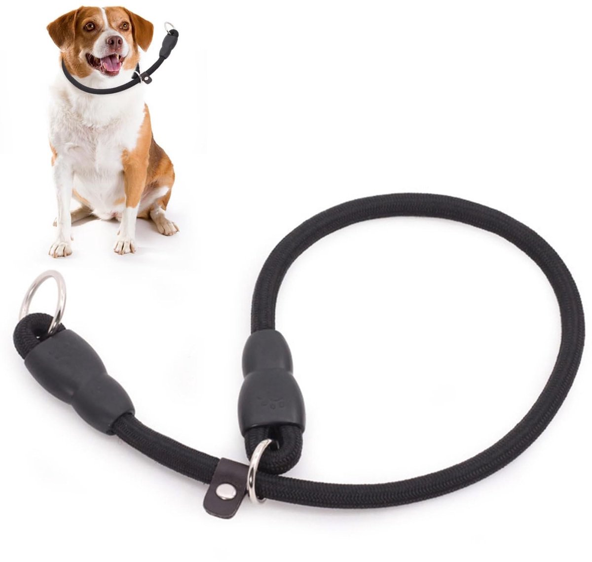 Dailygoods- Slip Halsband Verstelbaar - Anti-Trek Hondenhalsband - Nylon - Zwart - Trainingshulp - Effectieve Training