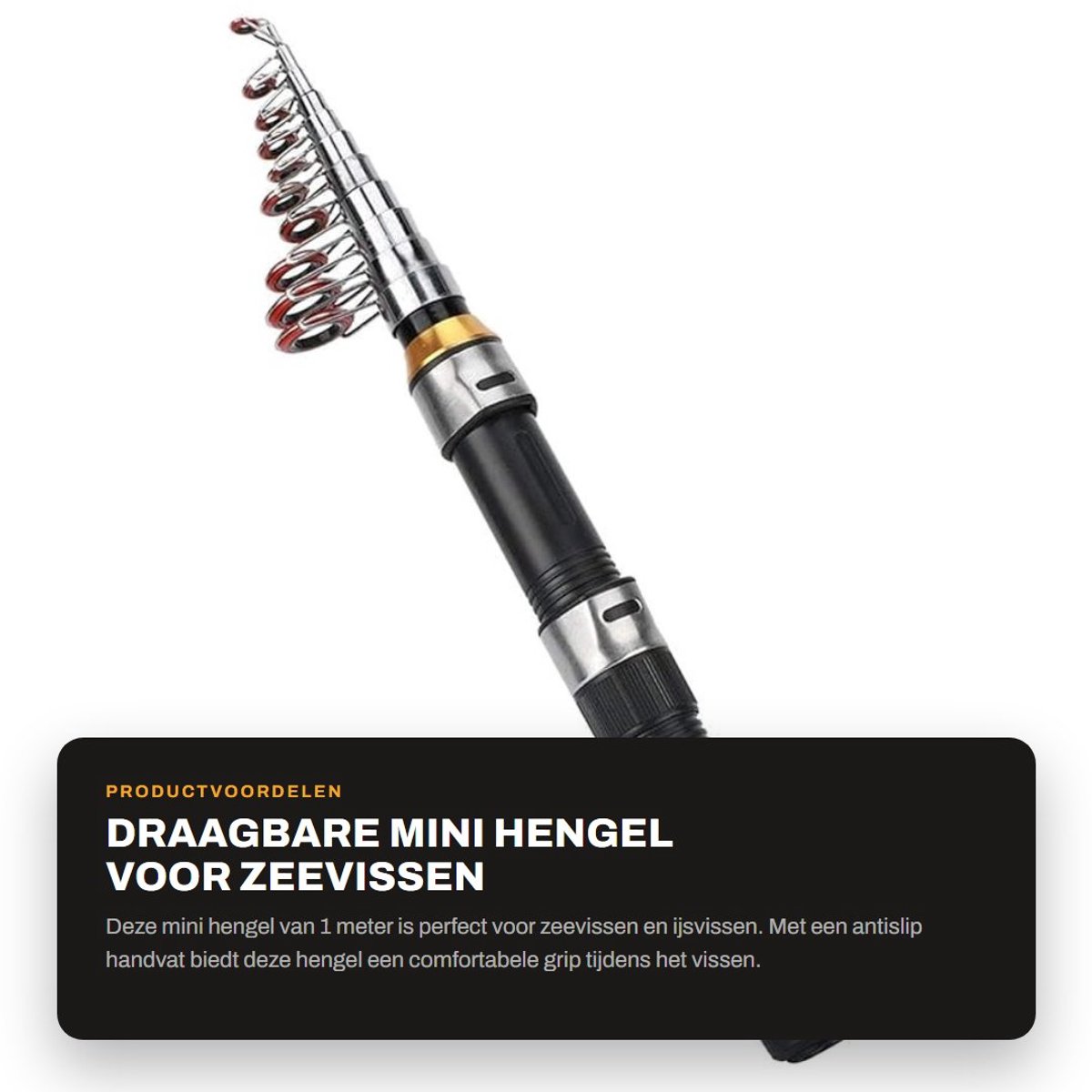 Dailygoods- IJs Hengel 1 m - Draagbare Hengel - Antislip Handvat - Duurzaam Staal - Voor IJsvisserij - EAV-Materiaal - Vishengel