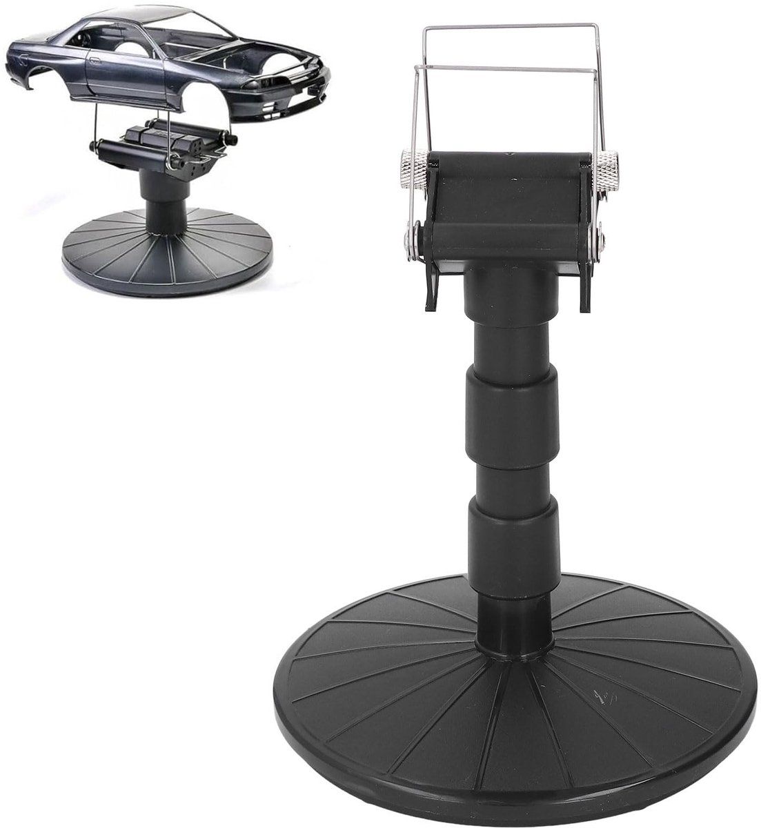 Dailygoods- Schilderstandaard Draaibaar - Spuitwerkstandaard - Verstelbare Veerbreedtes - Voor Modelauto's/Tanks/Vliegtuigen - Hoogte 19 cm - Soepele Rotatie - Modelstandaard