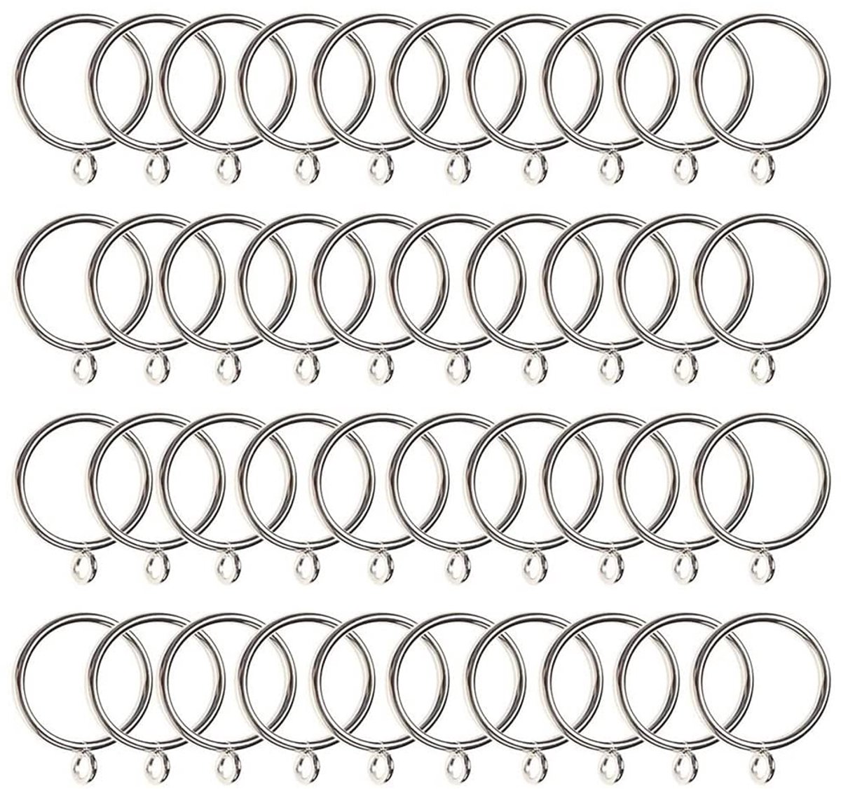 Dailygoods- Gordijnringen 40 Stuks - Zilveren Gordijnringen met Oogje - Roestvrij Staal - Duurzaam - Eenvoudig te Installeren - 1,5 Inch - Draperiering