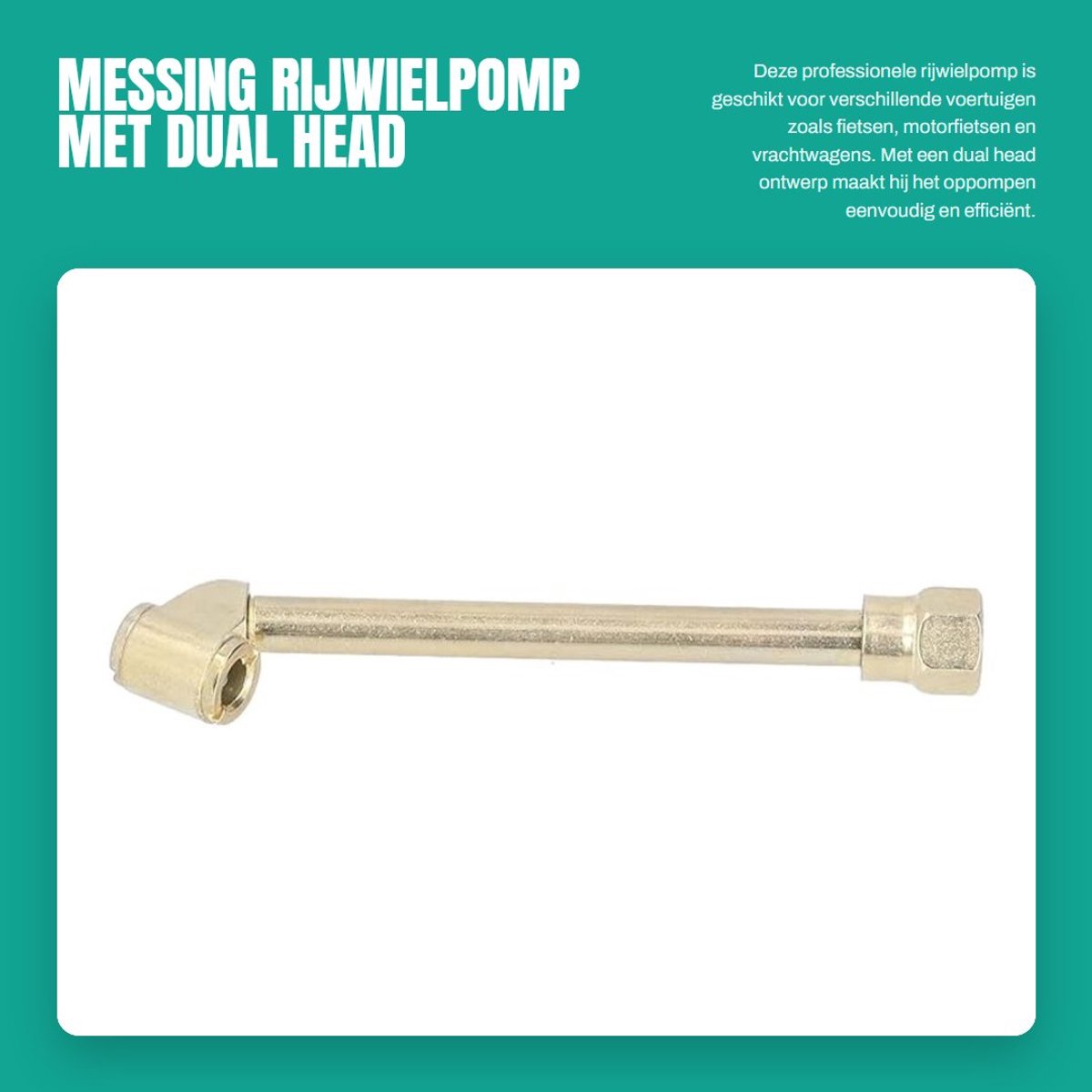 Dailygoods- Rijwielpomp Anti-Roest - Dual Head - Draagbaar - Messing - Geschikt voor Fietsen/Auto's/Motorfietsen - Verbeterde Rijveiligheid - Luchtpomp