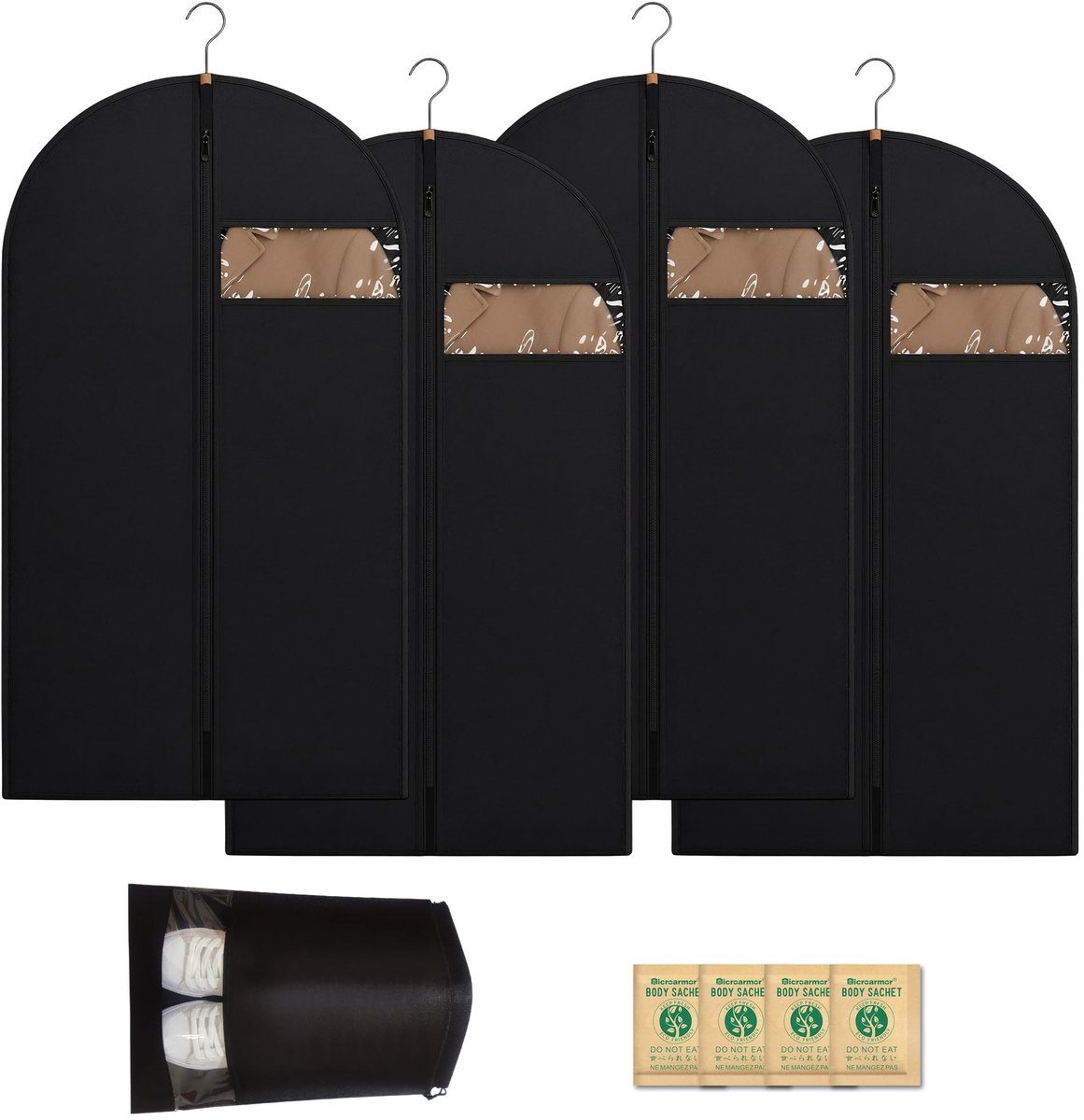 Dailygoods - Kledingzakken Set met Schoenenzak en Droge Zak - Mottenbestendig en Met Ritssluiting
