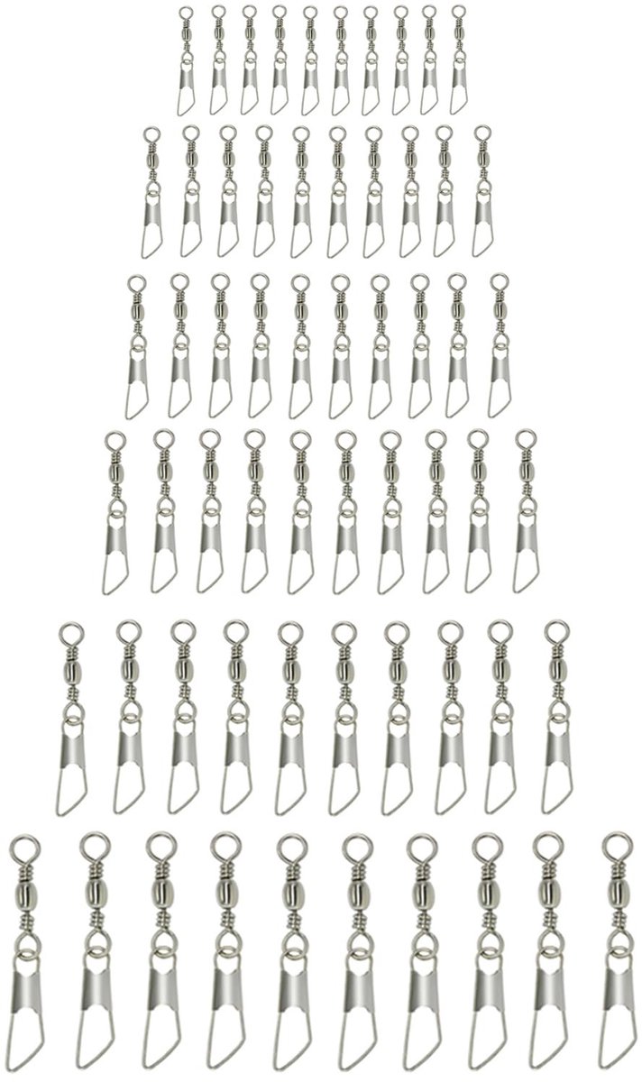 Dailygoods- Viswervel 60 Stuks - Roestvrij Staal - Visaccessoires - Zoutwater - 6 Maten - Schokbestendig