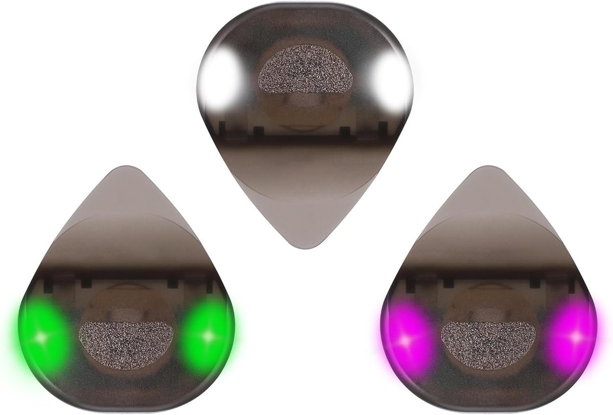Dailygoods - Gitaar Plectrum - LED-plectrums - Verlicht en duurzaam - 3 stuks - Geschikt voor muziekliefhebbers en beginners - Wit, Groen, Roze