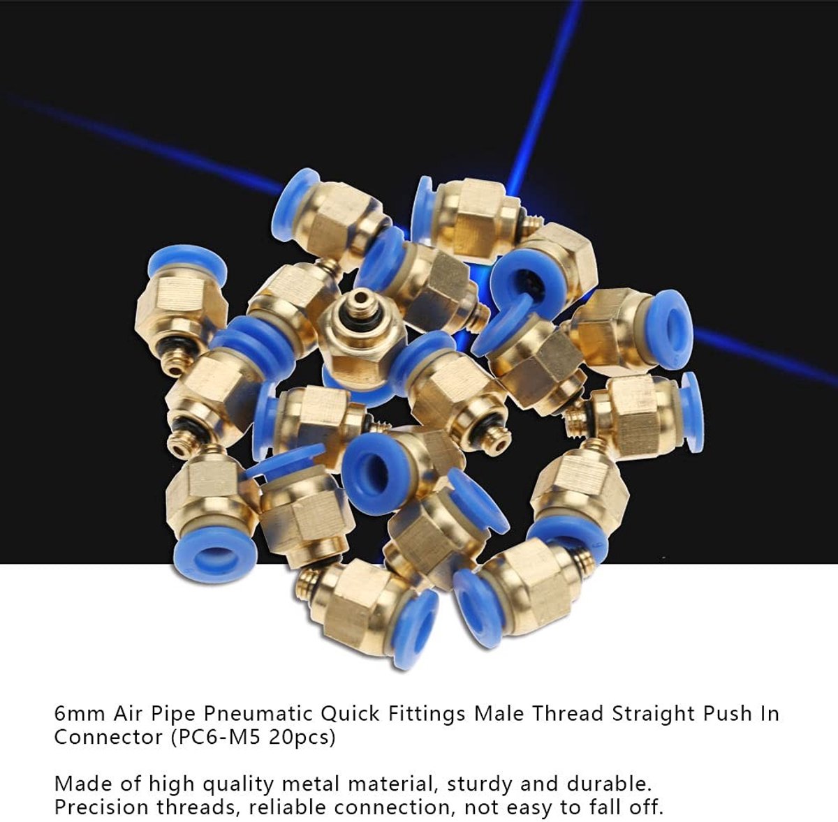 Dailygoods- Snelkoppelingen 20 stuks - 6 mm - Pneumatische Connectoren - Luchtconnector met Buitendraad - Robuust en Duurzaam - Eenvoudige Montage