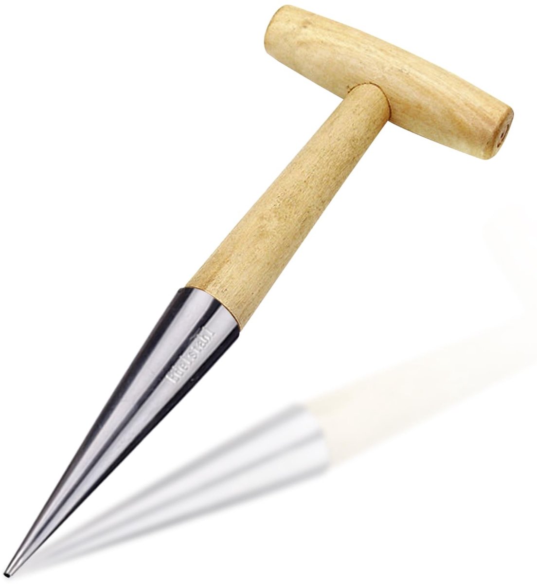 Dailygoods- Zaaigoed 1 stuk - Roestvrij Stalen Tuingereedschap - Handzaaigoed - Plantgereedschap - Bloemenplantgereedschap - Houten Handvat - 11 x 28,5 cm